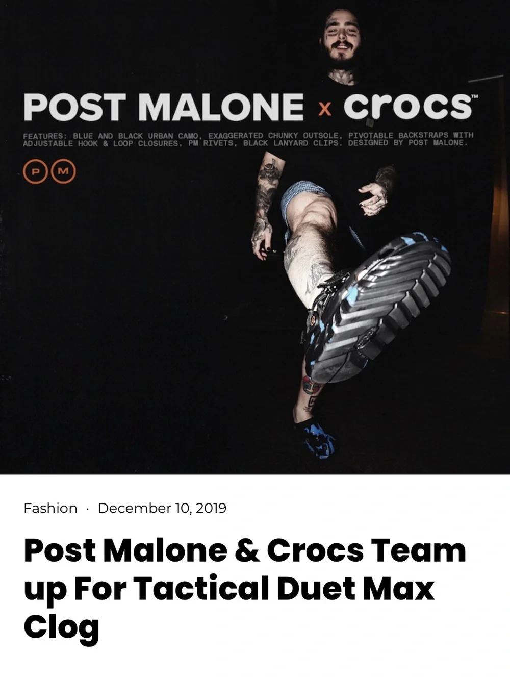 Post Malone X Crocs Duet Max Clog Limited Edition 6M 8W